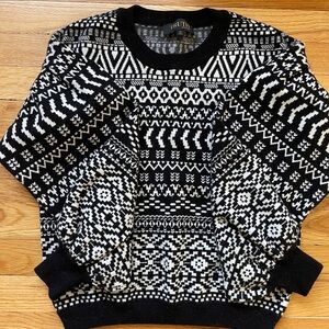 Black & White Geometric Crewneck Sweater